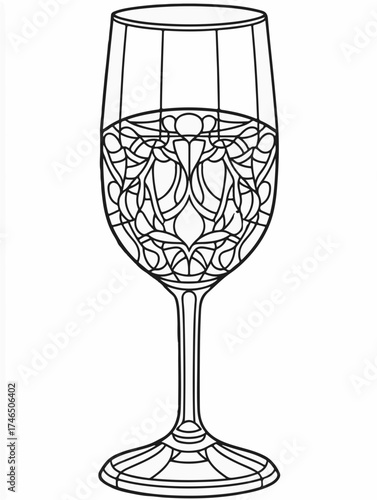 Aus der Serie: Malbuch für Erwachsene - Sekt und Champagner, mädelsabend, kirchenfenster, heilig, brauerei, sekt, heiligtum, wein, flasche, trinken, artnight, champaign, alke, vektor, cocktail, abbild