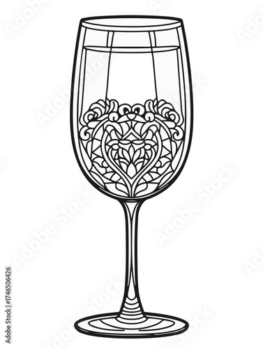 Aus der Serie: Malbuch für Erwachsene - Sekt und Champagner, mädelsabend, kirchenfenster, heilig, brauerei, sekt, heiligtum, wein, flasche, trinken, artnight, champaign, alke, vektor, cocktail, abbild