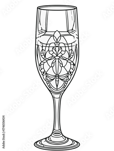Aus der Serie: Malbuch für Erwachsene - Sekt und Champagner, mädelsabend, kirchenfenster, heilig, brauerei, sekt, heiligtum, wein, flasche, trinken, artnight, champaign, alke, vektor, cocktail, abbild
