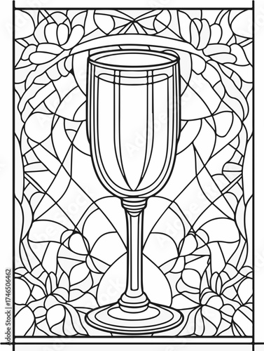 Aus der Serie: Malbuch für Erwachsene - Sekt und Champagner, mädelsabend, kirchenfenster, heilig, brauerei, sekt, heiligtum, wein, flasche, trinken, artnight, champaign, alke, vektor, cocktail, abbild