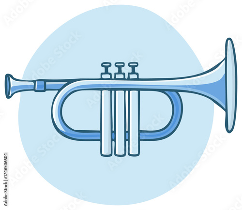 Simple blue cartoon trumpet illustration a hand drawn musical instrument icon