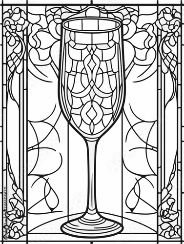 Aus der Serie: Malbuch für Erwachsene - Sekt und Champagner, mädelsabend, kirchenfenster, heilig, brauerei, sekt, heiligtum, wein, flasche, trinken, artnight, champaign, alke, vektor, cocktail, abbild