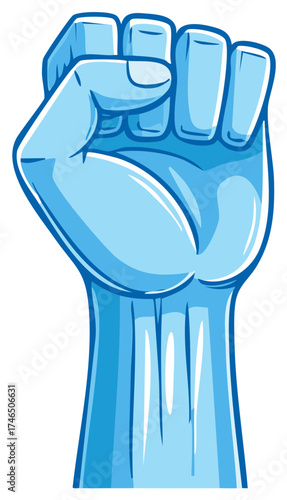 Raised Fist Hand Gesture - Strength, Power, Unity, Defiance, Victory Cartoon Style Illustration