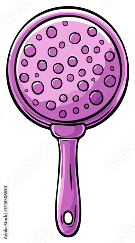 Pink slotted spoon kitchen utensil cartoon vector illustration