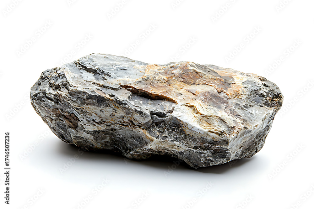 Fototapeta premium Rough Textured Natural Stone With Gray And Brown Mineral Deposits On A Transparent Background