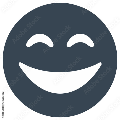 Smiling emoticon symbol displaying happiness and positive emotions on a circular shape