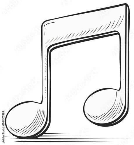 Stylized Sketch of an Eighth Note Design for Music Education and Musical Performance Resources