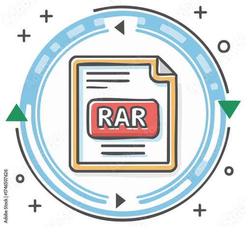 Compression File Archive RAR Icon Digital Data Storage Concept