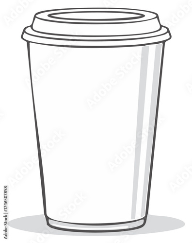 Takeaway coffee cup, lid, sketch style, paper mug, beverage to go