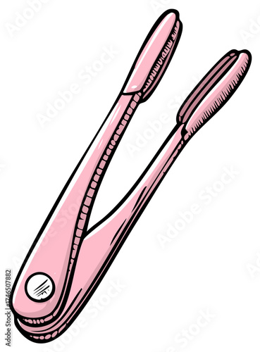 Pink eyebrow tweezers with sharp pointed tips for precise grooming and beauty.