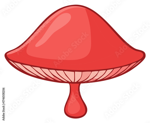 Vibrant Red Mushroom with Gills and Smooth Cap