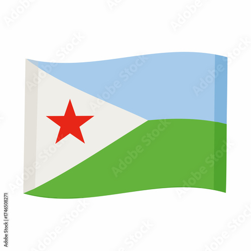 Djibouti flag illustration patriotic symbol with colors and star design