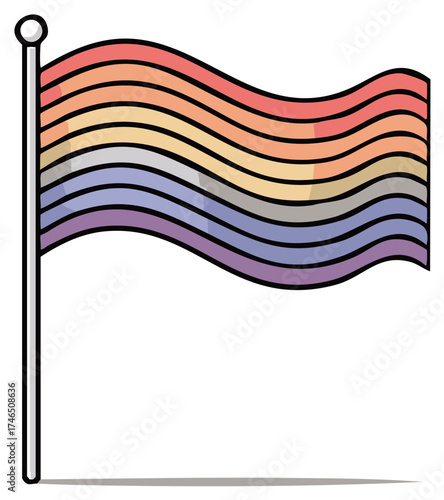 Striped Pride Flag Waving Symbolizing Diversity, Tolerance and Social Acceptance