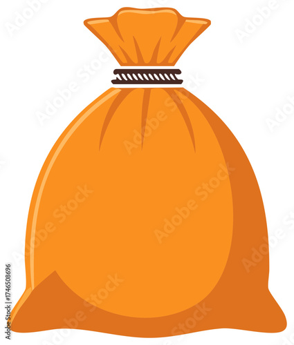 Filled Hessian Sack Tied with Rope Rustic Bag Container Icon Illustration