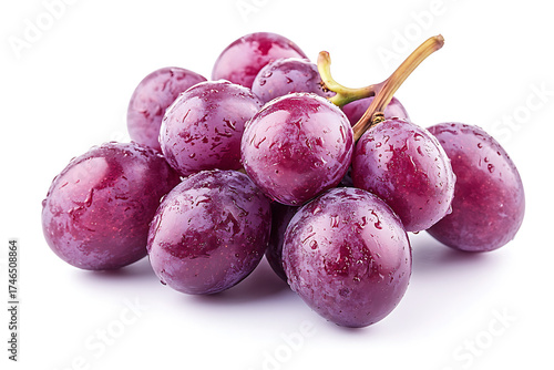 Ripe Red Grapes With Water Droplets On A Clean Transparent Background Fruit Healthy Food