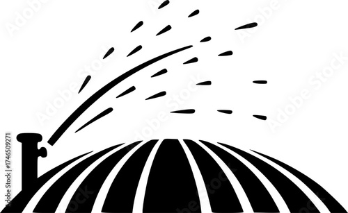 Irrigation lawn logo. Black and White Sprinkler Icon for Garden Irrigation and Lawn Care
