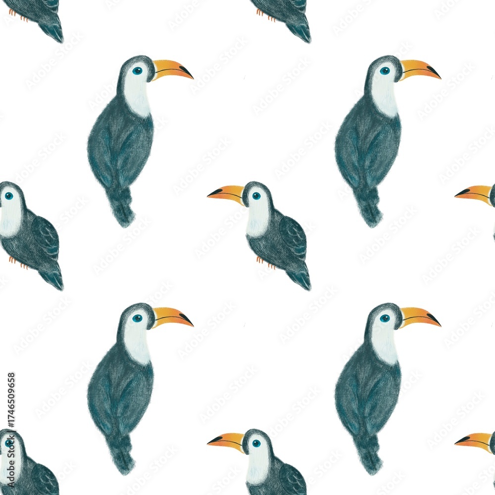 Fototapeta premium seamless pattern of hornbill or toucan bird. ready for print for book cover, fabric, textile.