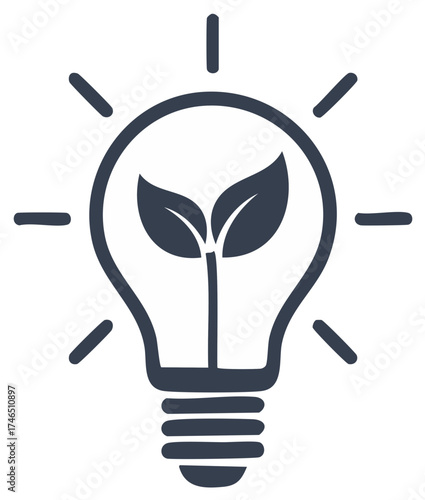 Eco-friendly energy concept, plant growing in a light bulb, environmental protection