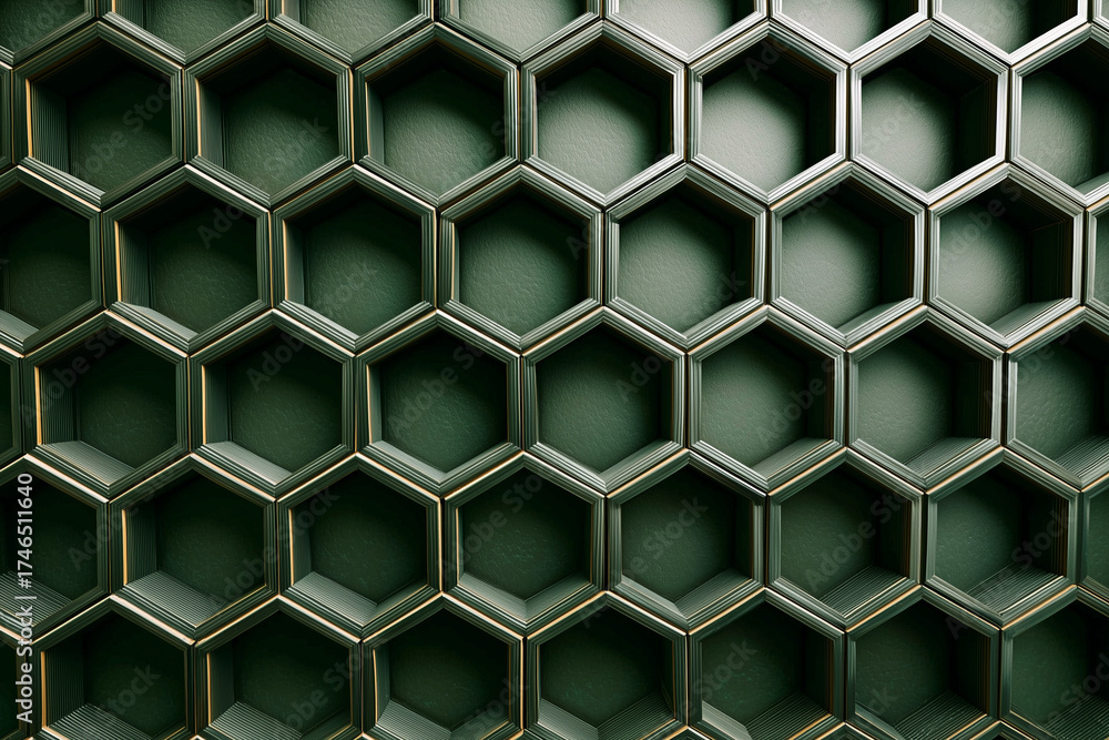 
Hexagon honeycomb pattern in forest green 