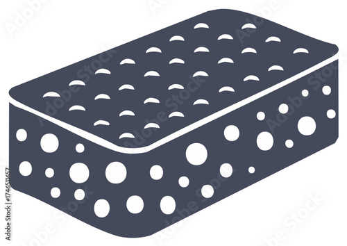Dark Grey Rectangular Sponge with White Circles and Arcs Pattern