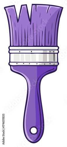Cartoon illustration of a purple paintbrush tool used for home improvements