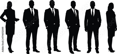 Business professionals silhouettes, corporate diversity, office staff, professional attire, teamwork concept