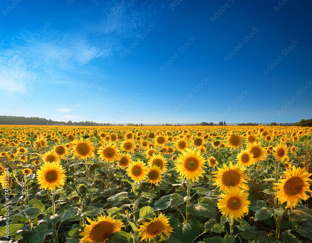 Obraz premium Sunflower field on sunny nature background.. Sunflower agricultural field