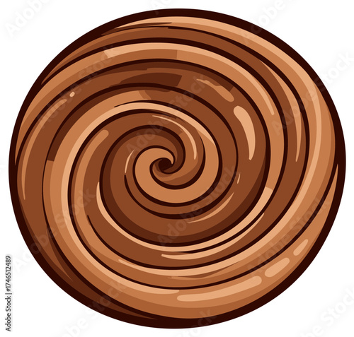 Swirling rich chocolate cream pattern with concentric circles and highlights