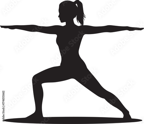 Warrior II Pose Silhouette - Yoga and Fitness Asana for Strength