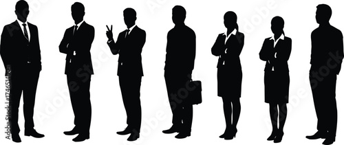 Business professionals silhouettes, corporate teamwork, office staff, professional attire, workplace