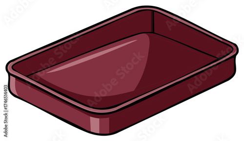Empty Burgundy Roasting Pan for Baking or Cooking