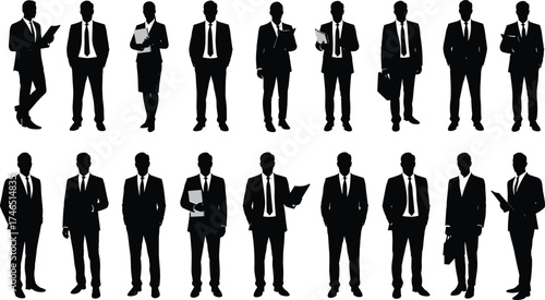 Business professionals silhouettes, corporate teamwork, office staff, professional attire