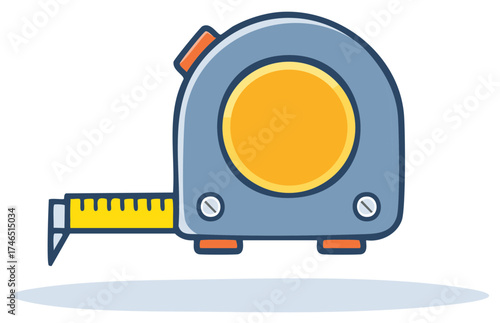 Cartoon Tape Measure Illustration, Building Measurement Tool Isolated