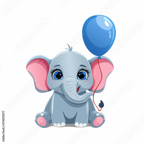 Kleiner Baby-Elefant mit Ballon