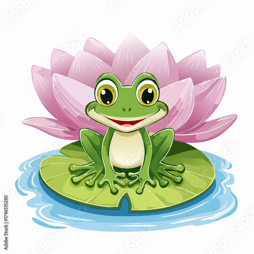 Grinsender Frosch auf Seerose