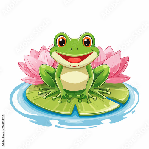Grinsender Frosch auf Seerose