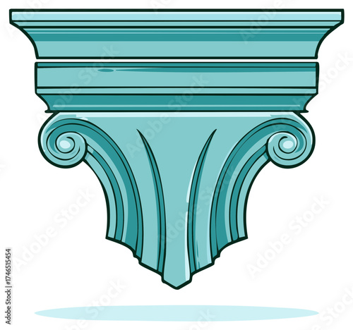 Stylized classical column capital with decorative volutes for architectural design elements