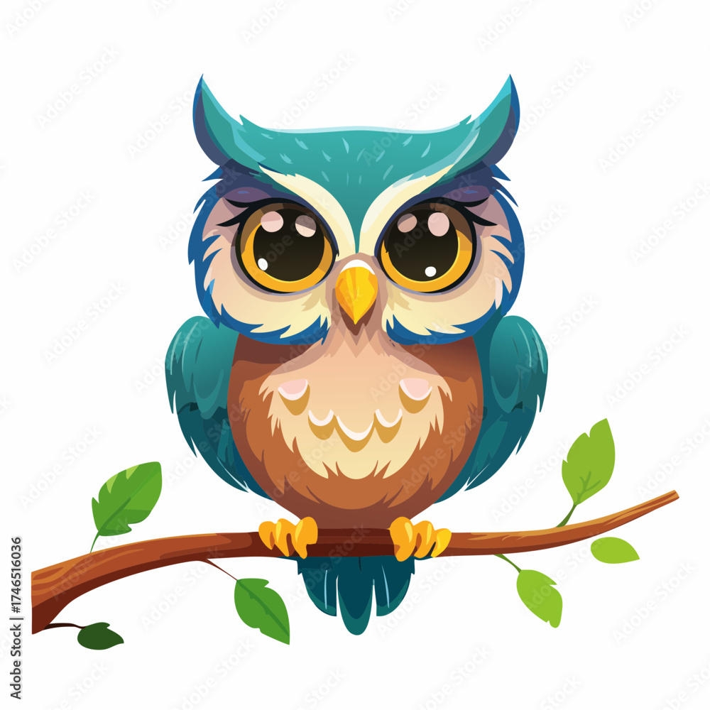 Fototapeta premium Weise Eule auf Ast