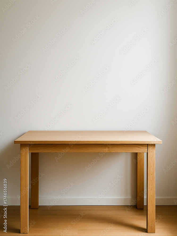 Fototapeta premium Warm Minimal Interior Mockup with Wooden Tables and Neutral Walls