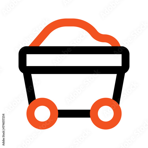 mining cart outline color icon