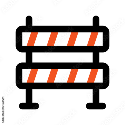 road block outline color icon
