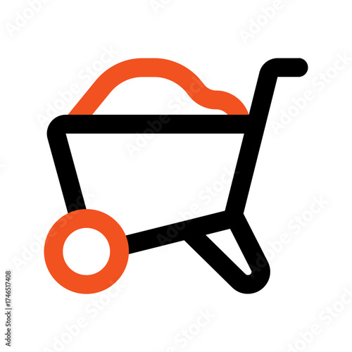 wheelbarrow outline color icon
