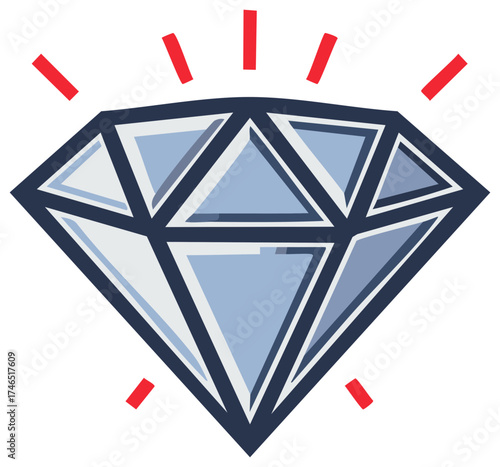 Sparkling Diamond Gem with Radiant Light Rays