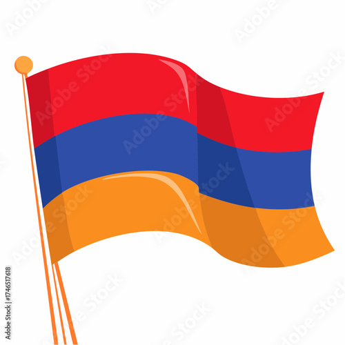 Armenian flag illustration red blue and orange waving vector graphic
