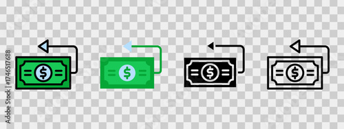 Money back or refund vector icon, suitable for business websites, and customer service materials.