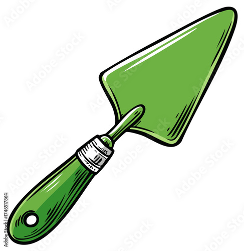Green Garden Trowel Hand Tool for Digging Weeding Planting Illustration