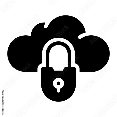 cloud secure glyph icon