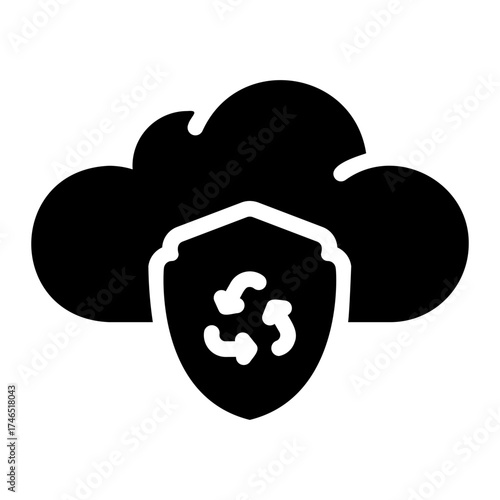 cloud secure glyph icon