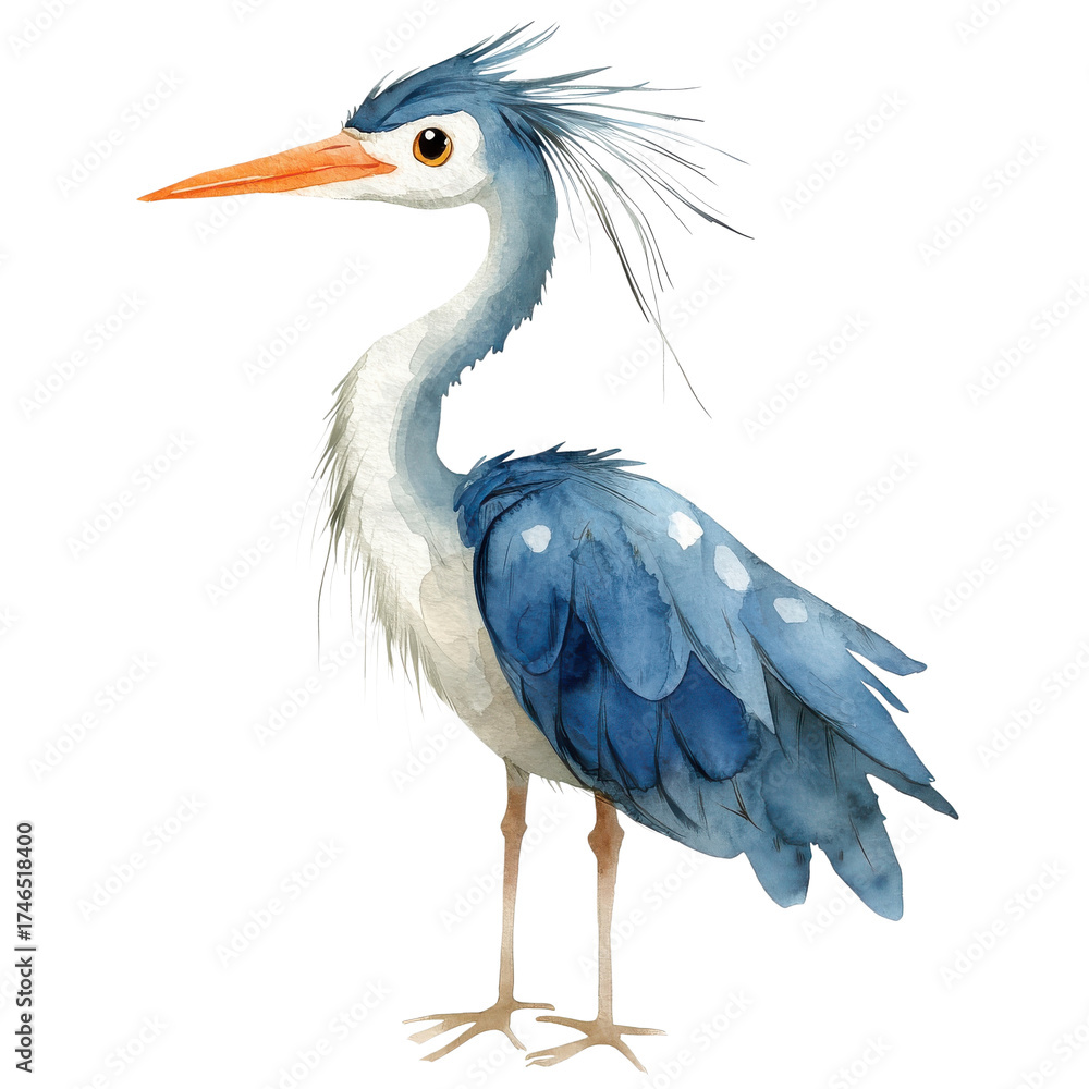 Fototapeta premium A watercolor heron bird on transparent background