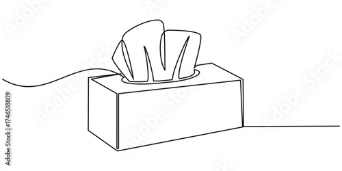 Continuous one line drawing of Tissue Box. Single line drawing illustration of Tissue box icon. Vector illustration	